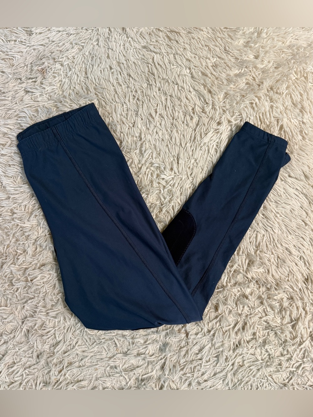 Women’s Large Blue Irideon Knee Patch Horseback Riding Breeches. Mark shown.